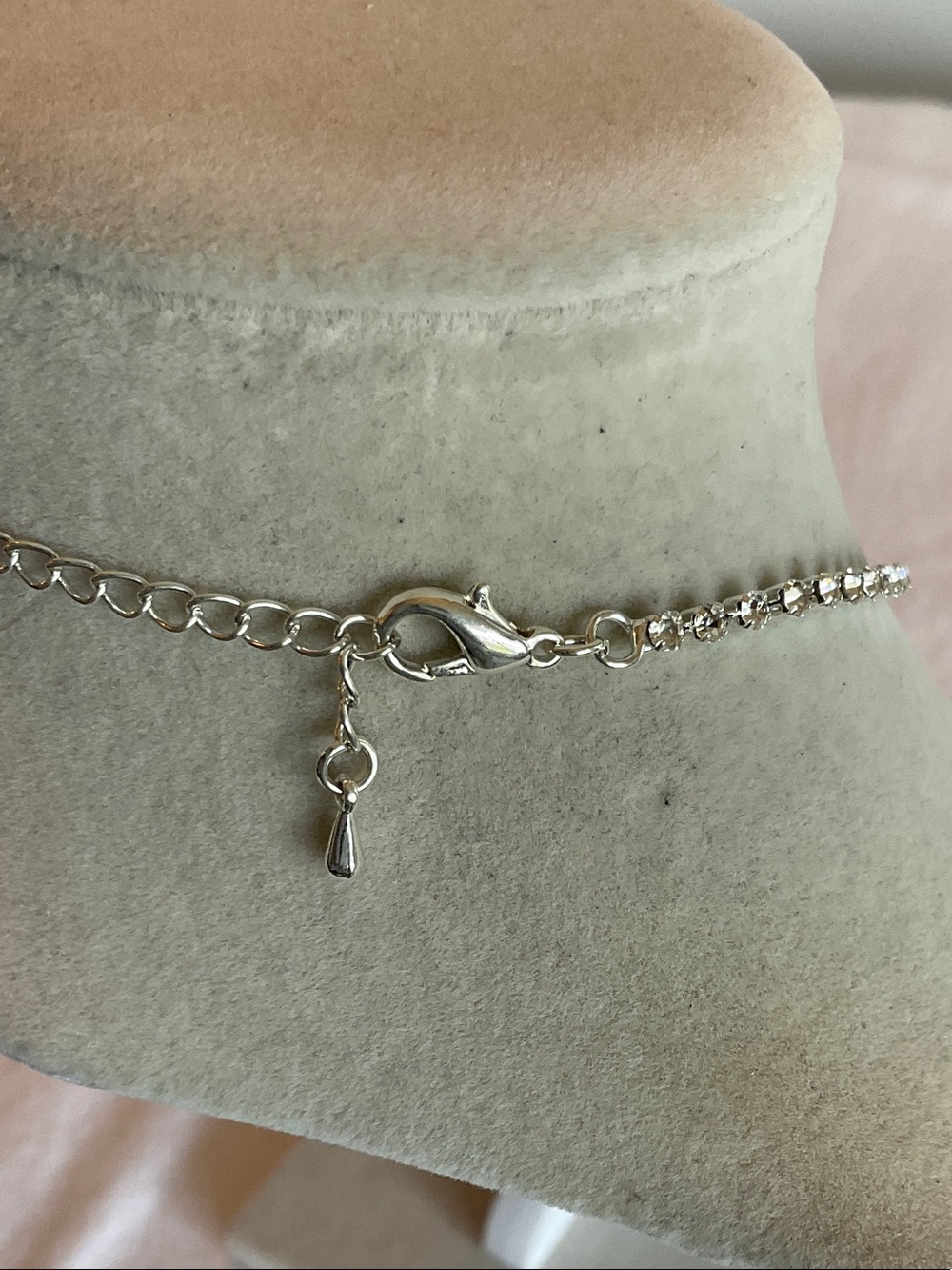 Silver Rhinestone Drop Necklace - Picture 4 of 5